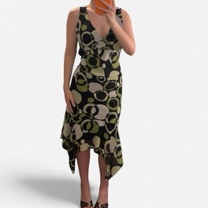 dressbarn Asymmetrical Black and Green Dress